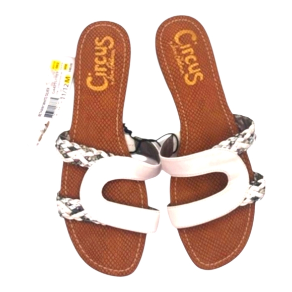 Circus Sam Edelman Bethany Slide Sandals White/Silver Size 11/12 M - Picture 3 of 6